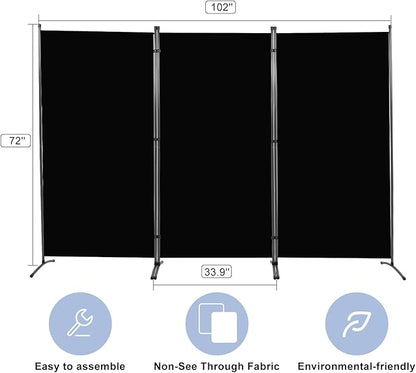 Room Divider 6FT Folding Privacy Screens, 3 Panel Partition Room Dividers w/Freestanding Design, Portable Wall Divider for Room Separtation, Fabric Screen Panel for Home Office Bedroom Dorm