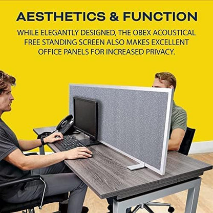 OBEX Acoustical Free Standing Privacy Screen, Cubicle Accessories Desk Privacy Panel, Desk Dividers for Office, Office Furniture Partitions Portable Sound Proof Dividers, 12" x 24", Twilight