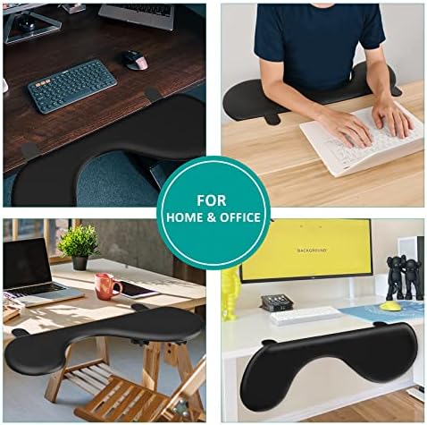 eulps Foldable Desk Extender Arm Rest for Desk, Ergonomic Forearm Support Tray with Soft PU Leather Pad, Clamp-On Desk Armrest for Wrist, Elbow & Shoulder Relief, Home Office Computer Typing Support
