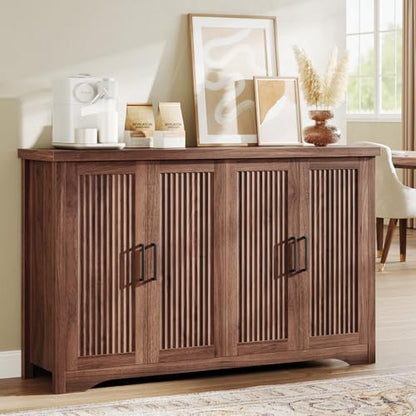 55" Fluted Sideboard Buffet Cabinet with Storage,Walnut