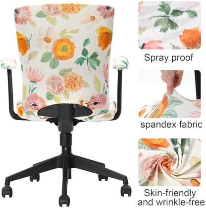 Tallew 4 Pcs Office Chair Cover Desk Seat Stretchable Set, Flower