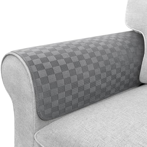 Couch Arm Covers, Sofa Arm Covers, Waterproof Armrest Cover for Sofa, Loveseat, Armchair, Anti-Slip Recliner Arm Cover, Headrest Cover, Arm Chair Covers Set of 2 (Dark Gray, 22"×18")