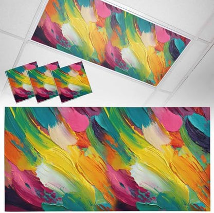 Red Blue Rainbow Brush Abstract Graffiti Street Art Magnetic Fluorescent Light Covers for Ceiling Lights 2 x 4 Feet,Office Classroom Kitchen Drop Ceiling Light Covers Filters Shade Panel 3 Packs