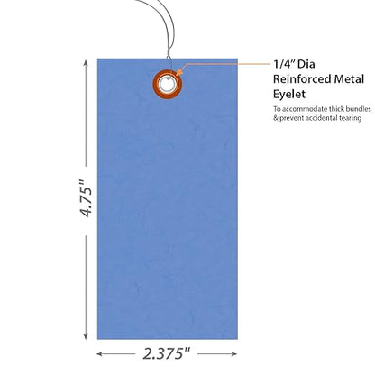 SmartSign Blue Tyvek Shipping Tags with Wire, Size #5 | 4 3/4" x 2 3/8", Pack of 1000, Made in USA