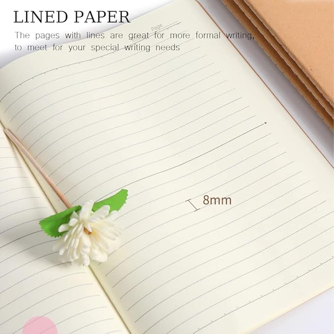 30 Pack Journal Notebook, Kraft Cover Lined Paper Journal for Traveler, Notes, Memo - Bulk Journals Sewn Brown Notebook, 80 Pages, 8.3'' x 5.5''