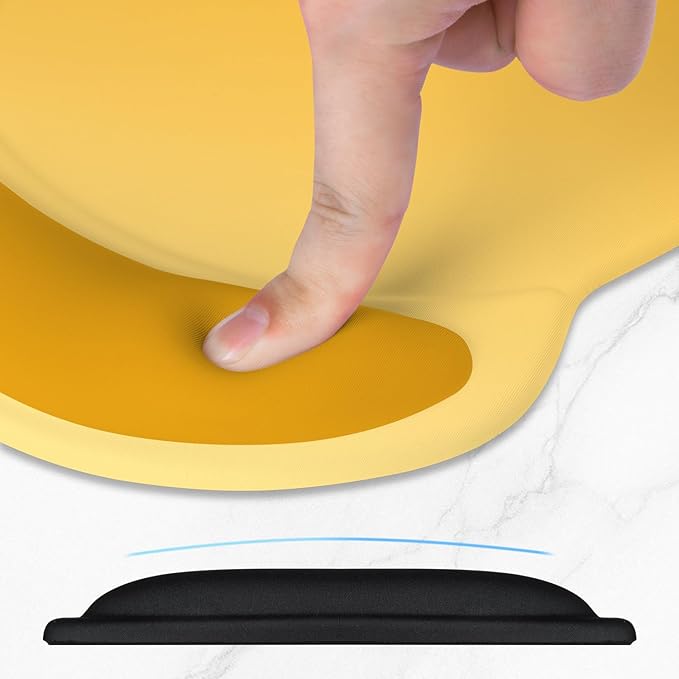 ITNRSIIET Ergonomic Mouse Pad with Comfort Gel Wrist Rest, Non-Slip PU Base, Smooth Textured Surface, Reduces Hand Fatigue & Wrist Pain, 8.7 x 7.2 Inch for Office Gaming Home, Yellow Gradient