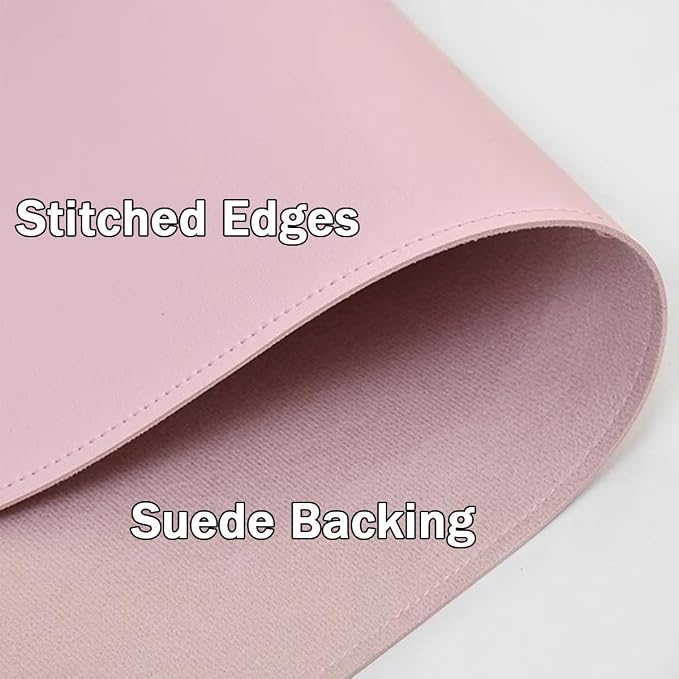 Edge-Locked Leather Desk Pad, Desk Blotter with Full Grip Fixation Lip, Waterproof Large Office Table Mat, Non-Slip Laptop Mouse Pads for Work Typing Writing (Black,27.6"x15.7")