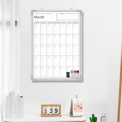 Lincia 24" x 18" Magnetic Vertical Monthly Dry Erase Calendar for Wall Undated Horizontal Dry Erase Calendar Planner Aluminum Frame Whiteboard for Home Office Projects Wall Fridge