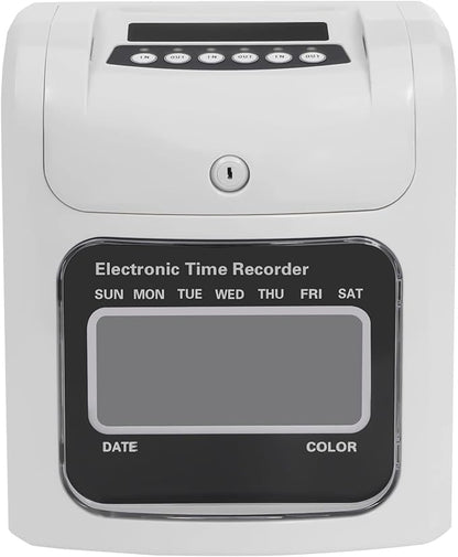 Blisiour Calculating Time Clock, Employees Time Clocks Auto-Align Time Clock Punch Machine, Small Business Punch Clock System, in/Out Time Attendance Machine with 50 Time Cards & Security Key
