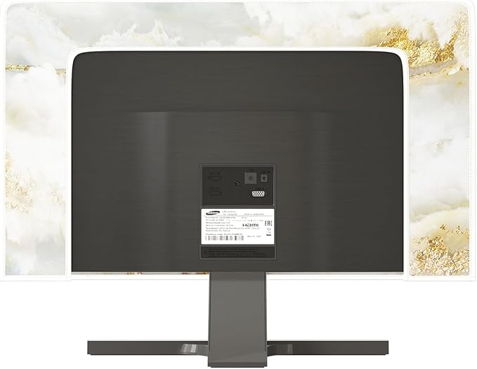 Baocicco White Gold Waterproof TV Display Screen Cover with Abstract Texture Marble Design 75 Inch Television Covers Sleeve Compatible with LCD LED PC Desktop and Home Hanging TV