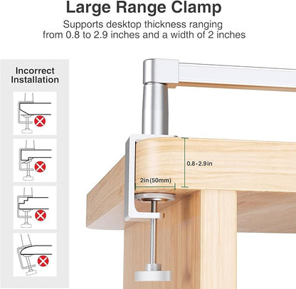 elitehood 28-inch Long Arm iPad Mount for Desk, Adjustable Tablet Desk Mount with Clamp, Sliver Aluminum Tablet Holder Compatible with iPad Pro 13/12.9/11, Air Mini, 4.7-13 inch Tablets & Cell Phones