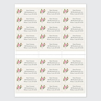 Dotty About Paper Personalized Return Address Labels (25-500 Custom mailing Address Labels) - Garden Roses x 100