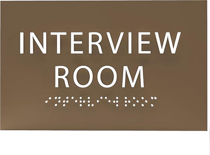 ADA CENTRAL SIGNS - 6" X4" Interview Room Sign - ADA Compliant Tactile Graphics Grade 2 Braille Text Acrylic Wall Sign | Privacy, Meeting, Room Name Sign for Schools, Hospitals, Offices, & Apartments