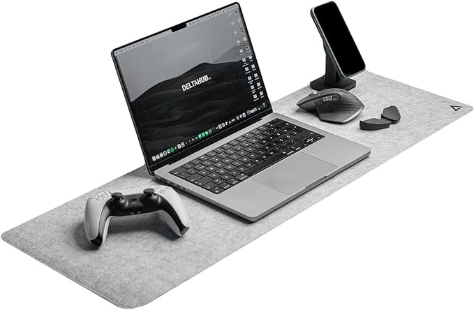 DELTAHUB - Minimalistic Felt Desk Protective Pad, Anti-Fray, Anti-Slip, Easy to Clean, Easy Glide, Long Lasting, Sleek Design, Comfortable, Resistant, Desk Mat, PC, Mac, Laptop - Medium (12x35inch)