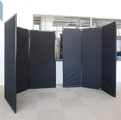 Versare FP6 Folding Privacy Screen | 3 Panels | 360 Degree Rotating Hinges | Economical Partition for Offices, Schools, Home and More | 6' Wide x 6' Tall Pewter Fabric