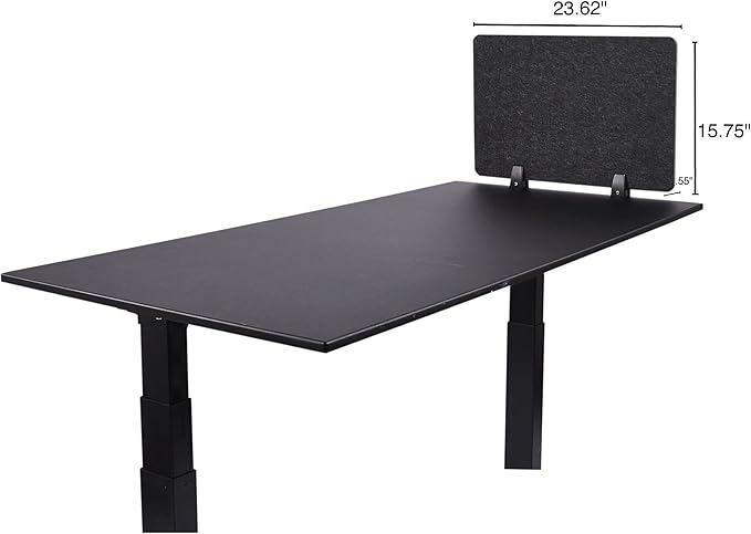 Stand Up Desk Store ReFocus Raw Clamp-On Acoustic Desk Divider Mounted Privacy Panel to Reduce Noise and Visual Distractions (Anthracite Gray, 23.6" x 16")