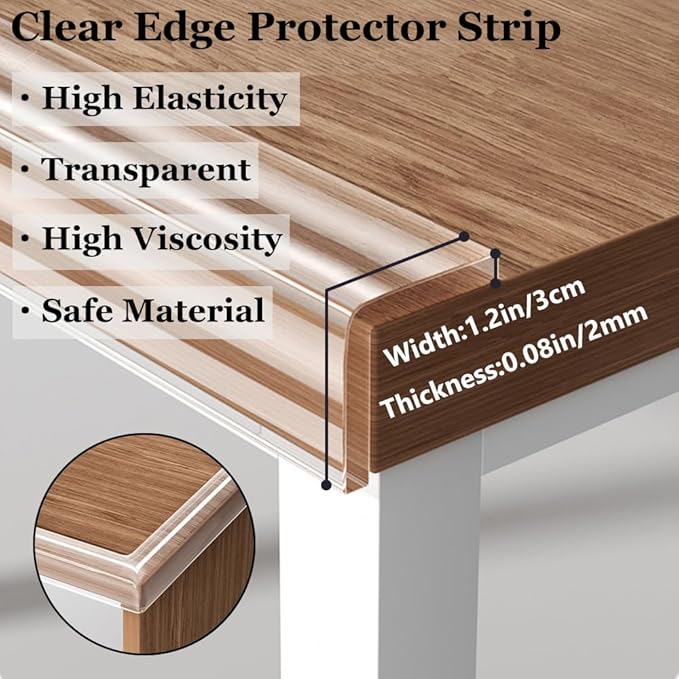 Baby Proofing Edge Protector for Kid Clear Edge Protector Strip Safety Corner Guards Child Proof Corner Bumper for Furniture 1.2" x 9.84' (thk: 2mm)
