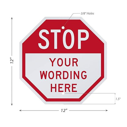 SmartSign Custom STOP Sign 12" x 12" 3M Engineer Grade Reflective Aluminum, Personalized Metal Sign for Outdoor, Parking Lots, Gate, Garages, USA-Made