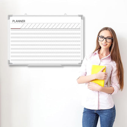 Lincia 36 x24 Make Ready Board Aluminum Frame Dry Erase Board with Lines, Wall-Mounted Whiteboard for Scheduling, to Do Lists & Weekly Planning, Reusable Office Calendar for Home & Work
