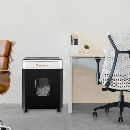 Bonsaii Heavy-Duty Paper Shredder for Home & Office - 110-Sheet Autofeed, Micro Cut, P-4 Security Level, 30-Minute Continuous Shred, 6-Gallon Bin