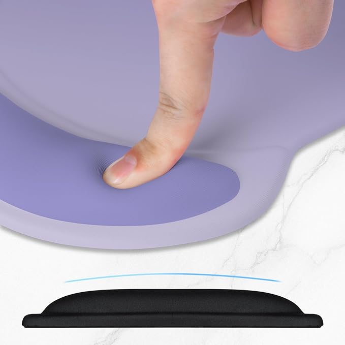 ITNRSIIET Ergonomic Mouse Pad with Comfort Gel Wrist Rest, Non-Slip PU Base, Smooth Textured Surface, Reduces Hand Fatigue & Wrist Pain, 8.7 x 7.2 Inch for Office Gaming Home, Purple Gradient
