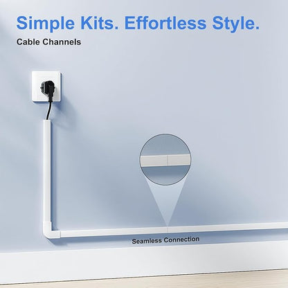 Yecaye Cord Hider, 113in Medium Cord Covers for Wires on Wall, Cord Organizer for 2-3 Wires, Easy Install Cable Management Kit, TV Cable Hider for Home Office, W0.95in H0.55in, White