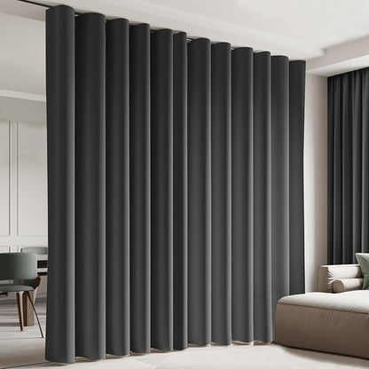 Cbsroro Room Divider Blackout Curtain Track Curtains Wall Dividers Panels Screen for Living Rooms Bedroom Office Privacy Partition Separation, W150 × L84 Inch,1 Panel, Black