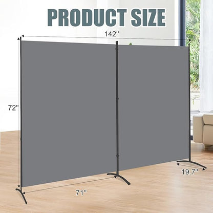 Room Divider 2 Panel Large Privacy Screens, 142''x72''H Upgraded Room Divider Wall for Room Partitions, Tall 6FT Partition Room Dividers Screen Panel for Bedroom Office School, Portable Partition Wall
