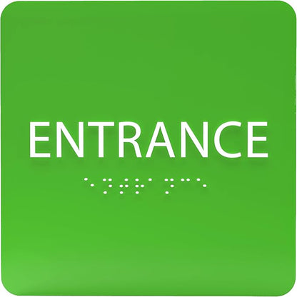 ADA CENTRAL SIGNS - 6" X6" Entrance Sign - ADA Compliant Tactile Graphics Grade 2 Braille Text Acrylic Wall Sign - Entry, Way in, Access Signs for Office, Hotel, Schools, Apartment, and Restaurants