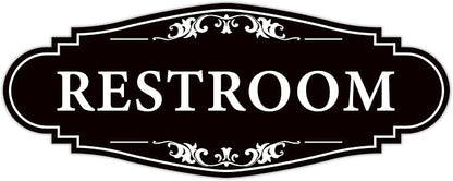 Restroom Sign for Business and Home，Self-adhesive Unisex Bathroom Sign Sticker，Waterproof Vinyl Toilet Decor for House，Office，Shop，Door（Black）