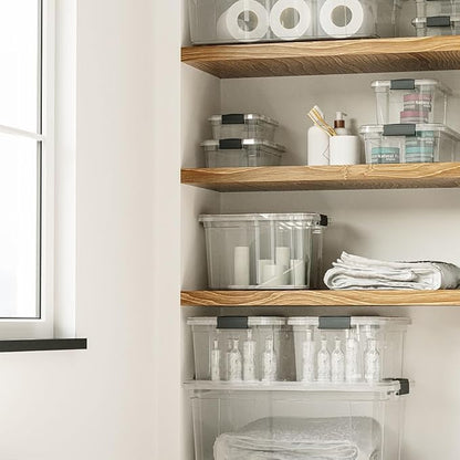 Superio Clear Storage Boxes with Lids, 2.4 Quart Plastic Container Bins for Organizing, Stackable Crates, BPA Free, Non Toxic, Odor Free, Organizers for Home, Office and Dorm,