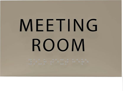 ADA CENTRAL SIGNS - 6" X4" Meeting Room Sign - ADA Compliant Tactile Graphics Grade 2 Braille Text Acrylic Wall Sign | Privacy, Interview, Room Name Sign for Schools, Hospitals, Offices, & Apartments