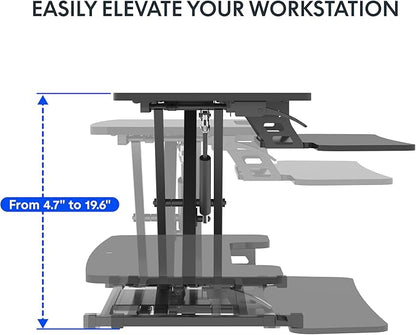 FLEXISPOT 36" Wide Sit to Stand Desk Converter Height Adjustable Tabletop Workstation for Dual Monitors and Laptop Riser