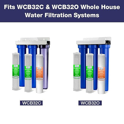 iSpring F3WCB32 20" x 2.5" Whole House Water Filters for WCB32 Series Water Filter Systems, Pack of 3