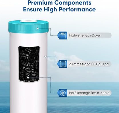 PUREPLUS 4.5"x20" 3-Stage Whole House Water Filter Cartridge, Sediment, Iron &Manganese Reduction, Carbon Block, Replacement for F3WGB32BM, AP810-2, FM25B, RFFE20-BB, EPM-20BB, FC25B, P5-20BB