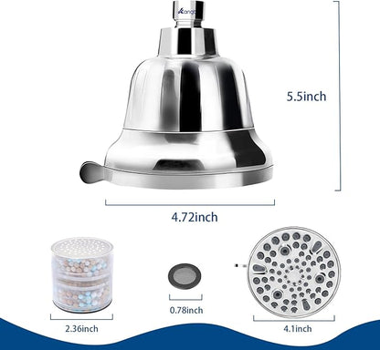 Filtered Shower Head for Healthier Hair & Skin – Removes Chlorine & Heavy Metals,Shower Head Filter for Hard Water Protect Colored Hair, And Soothe Dry Skin (Chrome)