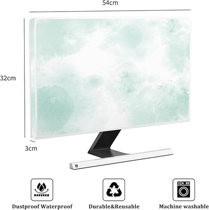 Baocicco Abstract Watercolor Waterproof Computer Monitor Cover 22, 23, 24, 25 Inch Cyan Marble Dip Dyeing Dust Proof Monitor Covers for Computer Screen Anti-Static Dustproof Protective，Mint Green