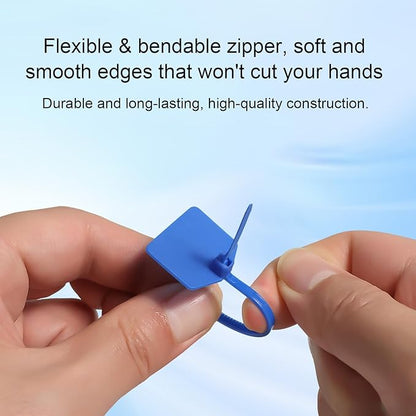 4 in Marker Nylon Cable Ties, Plastic Water Proof Tags, Self-Locking Written-on Cable Marker, Security Seals Label for Cabling, Wire Marking Label, Shipping Hanging Tags - Blue/ 100pcs