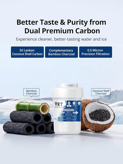 YRT Replacement for GE WMF Water Filter, NSF/ANSI 372 & 53 & 42 Certified | Compatible With Smart Water MWFP, MWFA, GWF, HDX FMG-1, WFC1201, RWF1060, GSE25GSHECSS, 197D6321P006, Kenmore 9991, 1 Pack