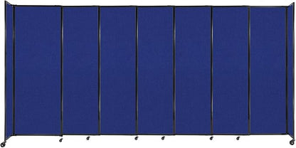 Versare Straightwall Sliding Portable Wall Partition | Freestanding Office Dividers | Locking Wheels | Temporary Room Separator | 15'6'' Wide x 7'6'' Tall Royal Blue Fabric Panels