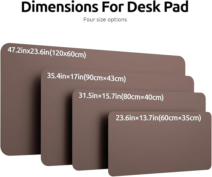 YSAGi Leather Desk Protector, Office Mat, Large Mouse Mat, Non-Slip PU Leather Blotter, Laptop Pad, Waterproof Writing Pad for Office and Home (Chocolate, 31.5" x 15.8")