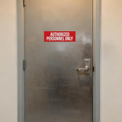 Anobell 10 Pack Authorized Personnel Only Sign Self Adhesive 9 × 3 Inch Waterproof Peel Stick Red Vinyl Safety Sticker for Business Warehouse Office Vehicle