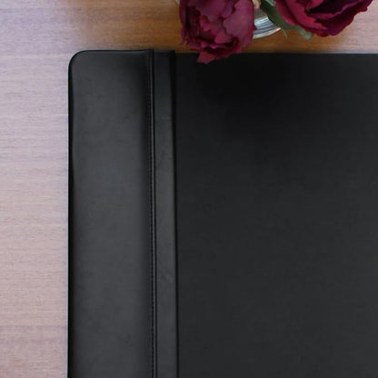 DACASSO Classic Leather Desk Pad with Side Rails - Luxury Leather Desk Blotter for Writing - Padded Executive Desk Surface Protector - (Black, 34” x 20”)