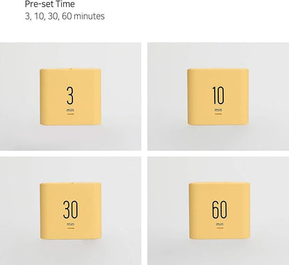 mooas Multi Cube Timer Clock (Yellow), Rotating Flip Gravity Sensor Time Management Digital LED Clock & Timer 3,10,30,60 min Setting ADHD Desk Office Productivity Kids Workout Kitchen