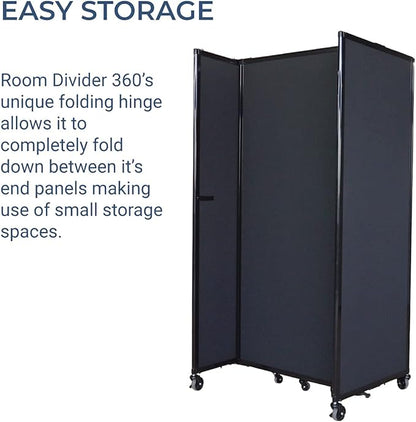 Versare Room Divider 360 Portable Wall Partition | Folding Panels | Large Freestanding Divider | Locking Wheels | Temporary Room Separator | 14' x 7'6'', Latte