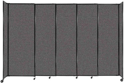 Versare Straightwall Sliding Portable Wall Partition | Freestanding Office Dividers | Locking Wheels | Temporary Room Separator | 11'3'' Wide x 7'6'' Tall Charcoal Gray Fabric Panels