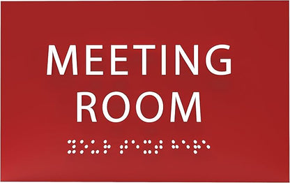 ADA CENTRAL SIGNS - 6" X4" Meeting Room Sign - ADA Compliant Tactile Graphics Grade 2 Braille Text Acrylic Wall Sign | Privacy, Interview, Room Name Sign for Schools, Hospitals, Offices, & Apartments