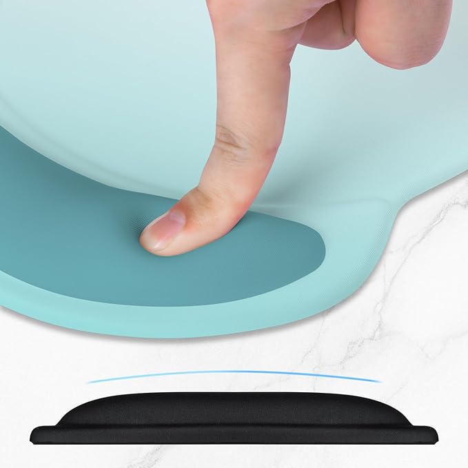 ITNRSIIET Ergonomic Mouse Pad with Comfort Gel Wrist Rest, Non-Slip PU Base, Smooth Textured Surface, Reduces Hand Fatigue & Wrist Pain, 8.7 x 7.2 Inch for Office Gaming Home, Light Green Gradient