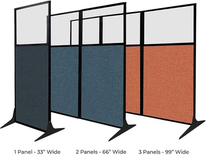Versare Workstation Partition | Portable Wall Divider | Modern Office Cubicle | Free Standing Privacy Screen | Flexible Work Space | 99" x 70" Urban Oak Wood Grain Panels No Window