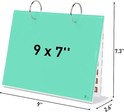 Desktop Glass Dry Erase & Acrylic Aesthetic Calendar Weekly to-do List Combo, Small Magnetic Standing Whiteboard, Desk Flip Easel Calendar with Accessories for Home Office Supply, Mint Green, 9 x 7''